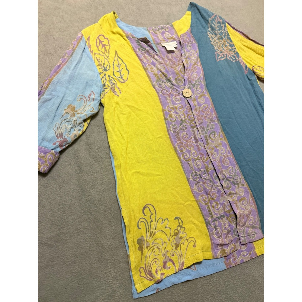 Soft Surroundings Patchwork Tunic Yellow Blue Pur… - image 3
